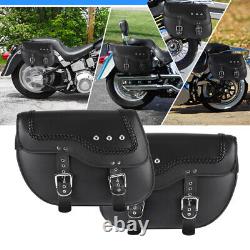 Motorcycle Saddlebags Side PU Leather Luggage For Harley Road King Street Glide