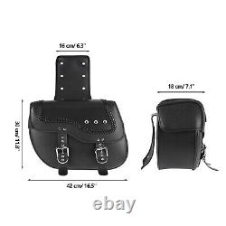 Motorcycle Saddlebags Side PU Leather Luggage For Harley Road King Street Glide