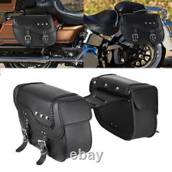 Motorcycle Saddlebags Side PU Leather Luggage For Harley Road King Street Glide