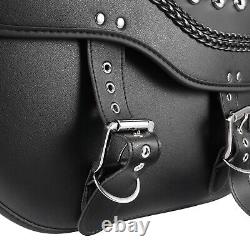 Motorcycle Saddlebags Side PU Leather Luggage For Harley Road King Street Glide