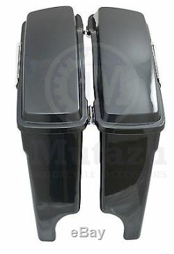 Mutazu 4 Extended Hard Bags Black Pearl for Harley Road King Street Glide FLHT