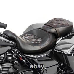 Orange Diamond Two-Piece Seat For Harley Touring Road King Street Glide 2009-23