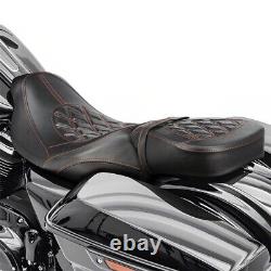 Orange Diamond Two-Piece Seat For Harley Touring Road King Street Glide 2009-23