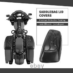 Pair Saddlebag Lid Bra Covers For Harley Touring Road King Street Glide 2014-up