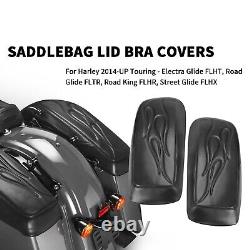 Pair Saddlebag Lid Bra Covers For Harley Touring Road King Street Glide 2014-up