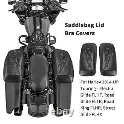 Pair Saddlebag Lid Bra Covers For Harley Touring Road King Street Glide 2014-up