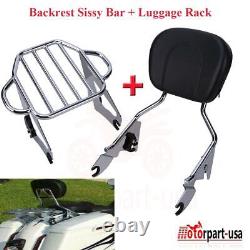 Passenger Backrest Sissy Bar/Luggage Rack For Harley Road King Street Glide 09+