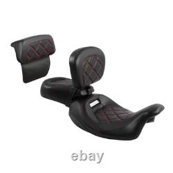 Passenger Sissy Bar Backrest Pad For Road King Street Glide 2014-2023 Black Red