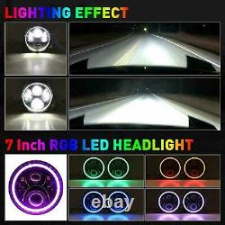 RGB Halo 7'' LED Headlight withBracket +4.5 Fog Lights for Road King Street Glide