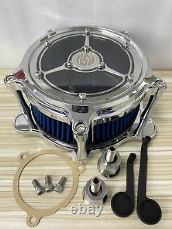 RSD Chrome Air Cleaner Blue Intake Filter For Harley M8 Street Road Glide King