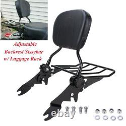 Rear Backrest Sissy Bar With Rack For Harley Touring Road King Street Glide 09-21