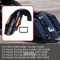 Rear Extended Fender w LED Light For Harley Touring Road King Street Glide 93-08