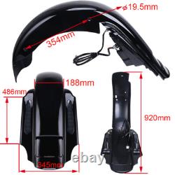 Rear Extended Fender w LED Light For Harley Touring Road King Street Glide 93-08