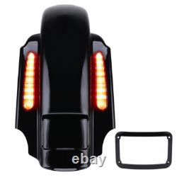 Rear Extended Fender w LED Light For Harley Touring Road King Street Glide 93-08