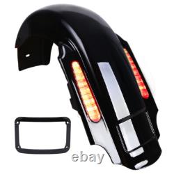 Rear Extended Fender w LED Light For Harley Touring Road King Street Glide 93-08