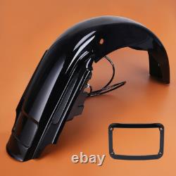 Rear Extended Fender w LED Light For Harley Touring Road King Street Glide 93-08