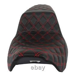 Red Lattice Stitch Step-Up Seat For Touring Road King Electra Street Glide 08+