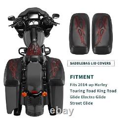 Red Saddlebag Lid Bra Covers For Harley 2014-UP Touring Road King Street Glide