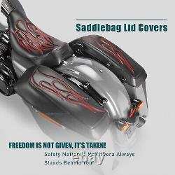 Red Saddlebag Lid Bra Covers For Harley 2014-UP Touring Road King Street Glide
