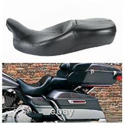 Rider Passenger Leather Seat For Harley Touring Street Glide Road King 2009-2020