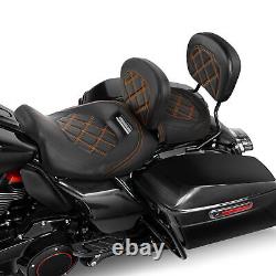 Rider Passenger Seat with Backrest Pad Fit For Harley Road King Street Glide 09-22