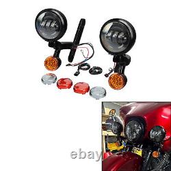 Spot Fog Light Bracket Turn Signal Fit For Harley Street Glide Road King 94-24