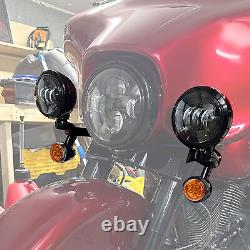 Spot Fog Light Bracket Turn Signal Fit For Harley Street Glide Road King 94-24