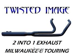 TWISTED COMPETITION 2 into 1 EXHAUST HARLEY ELECTRA GLIDE ROAD KING STREET 17-22
