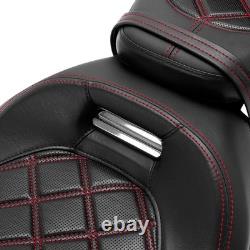 Two-Piece 2-Up Seat With Backrest Pad For Road King Street Glide 2014-2023