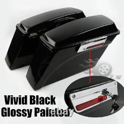 Vivid Black Hard Saddlebags fit For Harley Touring Street Glide Road King 94-13