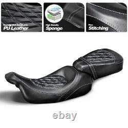 White 2-Up Low-Profile Diamond Stitch Seat For Harley Street Glide Road King US