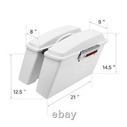 White Hard Saddlebags with Chrome Latches for Road King Street Glide 1994-2013