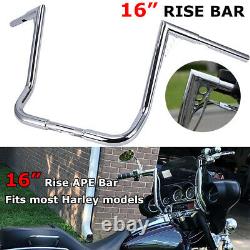 16 Rise Ape Cintre Guidon Pour Harley Touring Street Road King Glide Flht 82+