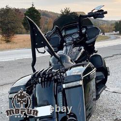 27 Dossier de sissy bar noir avec porte-bagages discret pour Harley Road Street Glide 09-24