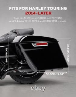 5 sacoches allongées avec loquets chromés pour Road King Street Glide 2014-2023