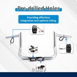 Barres de traction en acier chromé à pattes hautes de 1,25 pouce pour Harley Road King Street Glide de 10 pouces