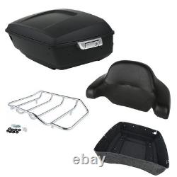 Coffre King 13,7 noir mat avec dossier et porte-bagages pour Road King Street Glide 2014-2025