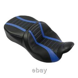 Coussin de siège conducteur pour Harley Road King Street Electra Glide 09-23 noir bleu