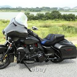 Coussin de siège conducteur pour Harley Road King Street Electra Glide 09-23 noir bleu