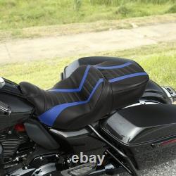 Coussin de siège conducteur pour Harley Road King Street Electra Glide 09-23 noir bleu