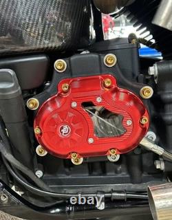 Couvercle latéral de transmission rouge compatible avec Harley 07-2016 Touring Road King Street Glide
