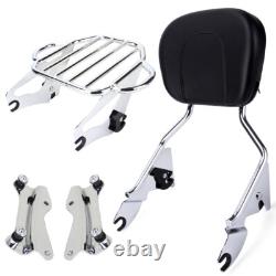 Dossier Sissy Bar avec porte-bagages / fixation pour Harley Road King Street Glide 14-25