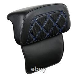 Dossier de coffre tronqué pour Harley Touring 14-23 Road King/Street/Glide avec surpiqûres bleues