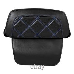 Dossier de coffre tronqué pour Harley Touring 14-23 Road King/Street/Glide avec surpiqûres bleues