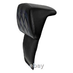 Dossier de coffre tronqué pour Harley Touring 14-23 Road King/Street/Glide avec surpiqûres bleues