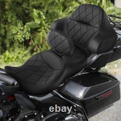 Dossier de siège gel avec dossier pour passager Tour Pad Road King Street Road Electra Glide 14-23 noir