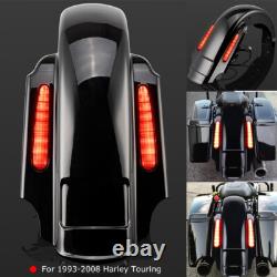 Garde-boue arrière prolongé avec lumière LED pour Harley Touring Road King Street Glide 93-08