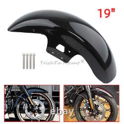 Garde-boue avant noir vif de 19 pouces pour Harley Touring Street Glide Road King 2014+