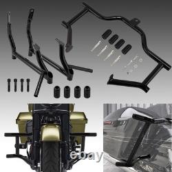 Garde-moteur NOIR + barre de protection de sacoche pour Harley Road King Street Glide 09-UP