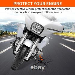 Garde-moteur NOIR + barre de protection de sacoche pour Harley Road King Street Glide 09-UP